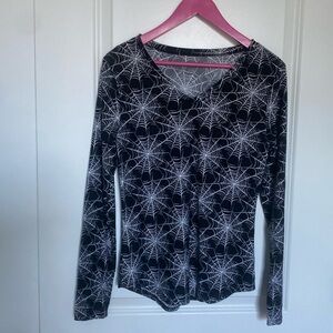 Spider Web V neck Long Sleeve Top‎